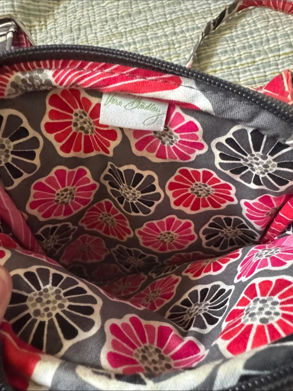 Vera Bradley Pink and Gray Floral Quilted Crossbody